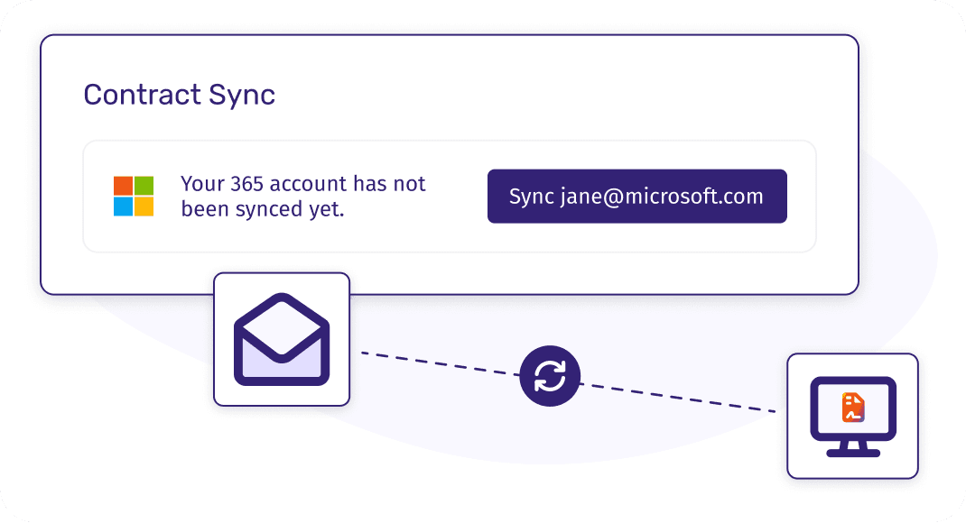 Microsoft 365 Outlook connection screen for enabling Contract Sync