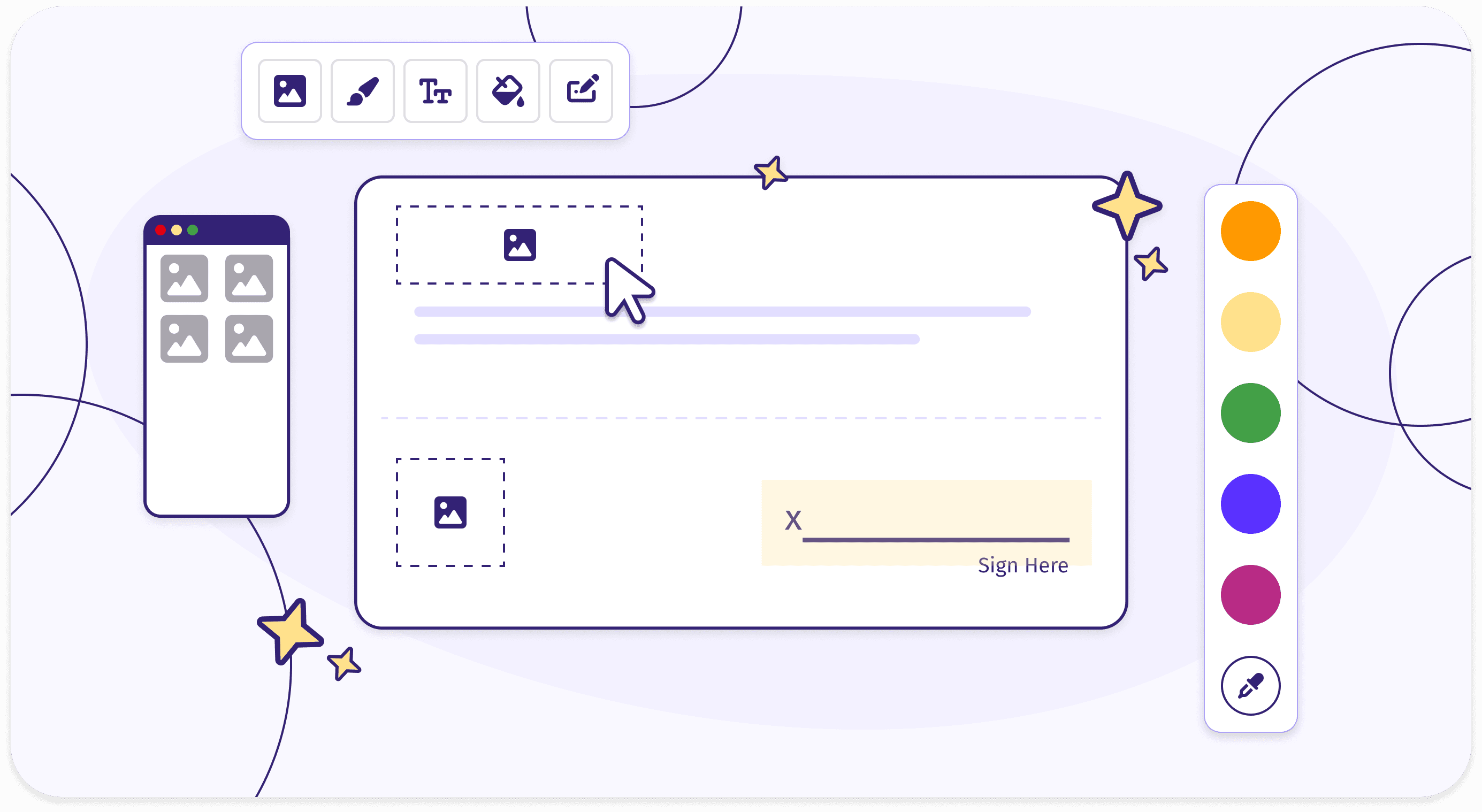 Branded document template editor with custom fields